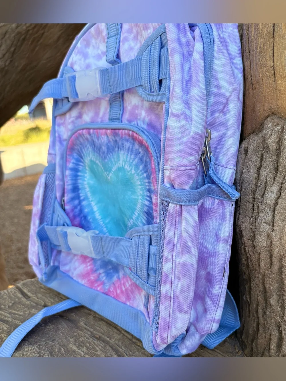 New Pottery Barn Lavender Heart Tie-Dye Mackenzie Backpack Size Small